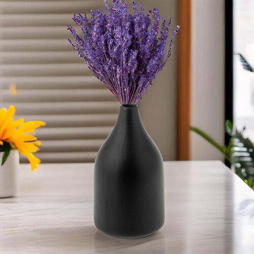 Ваза для цветов и сухоцветов керамическая декоративная интерьерная D11xН195 см черная 790₽