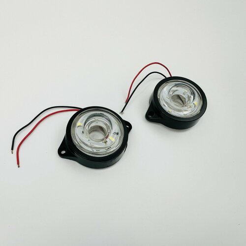 Диодные маркерные габариты на прицеп фуру бегущие по кругу габаритные LED фонари маячки - Бублик 6LED белые 24в комплект 2шт 695₽