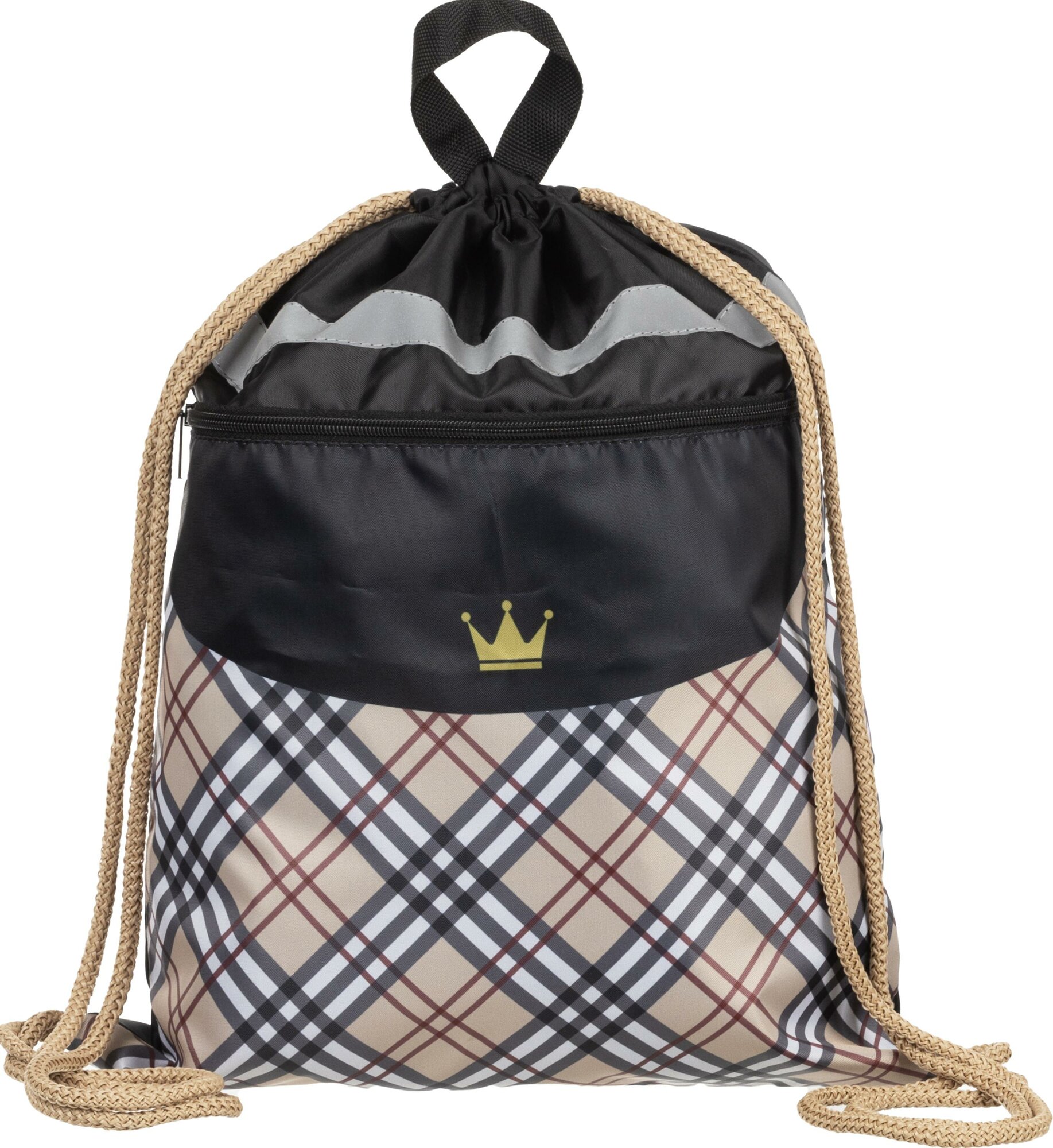 фото Мешок для обуви Комус Класс Queen, беж, 1ручка, карман, светоотр,36х47