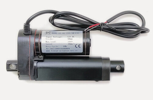 Изображение товара Линейный привод (актуатор) 12 В, длина хода 50 мм, 30 мм/с, до 30 кг (300N), черный