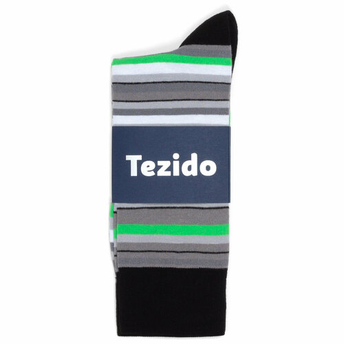 фото Носки tezido, размер 41-46, серый, черный, зеленый