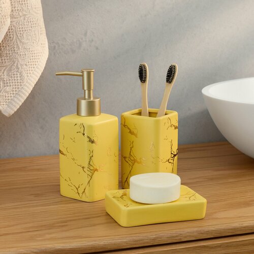 Аксессуары для ванной комнаты Mabel набор 3 шт желтый 1109₽