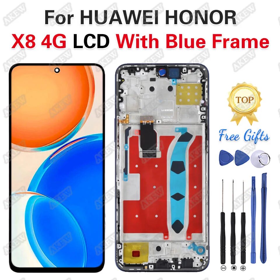 Оригинальный ЖК-дисплей для HUAWEI Honor X8 4G, сенсорный экран 2022 дюйма, TFY-LX1 TFY-LX2, дигитайзер в сборе, замена экрана, 4G With Blue Frame