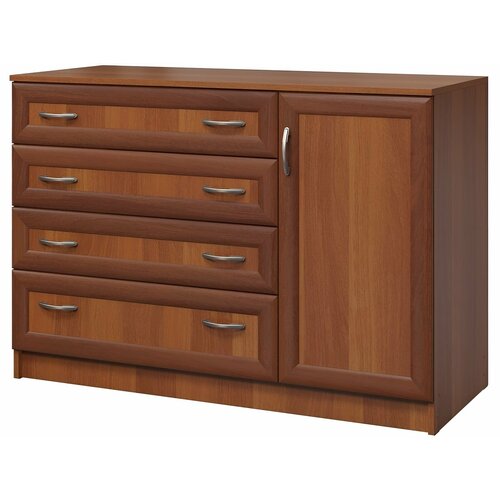 Комод Рио-1,4 с 4 ящиками, дверцей и 9 ручками, ШхГхВ: 120х50х90 см