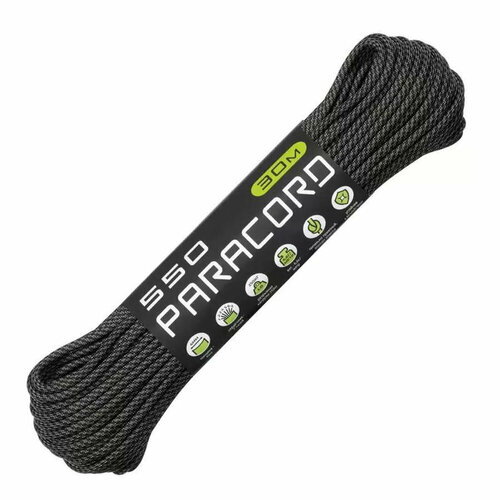Веревка паракорд Cord 550 нейлон 30 м wetland camo [30 м. / ] серый, черный