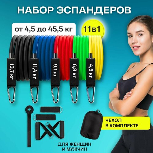 Набор универсальных трубчатых эспандеров для фитнеса и тренировок 5шт 1200₽