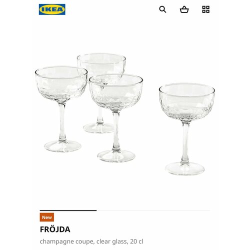 фото Бокал для шампанского ikea fröjda , набор из 4 шт, стекло, 200 мл икеа