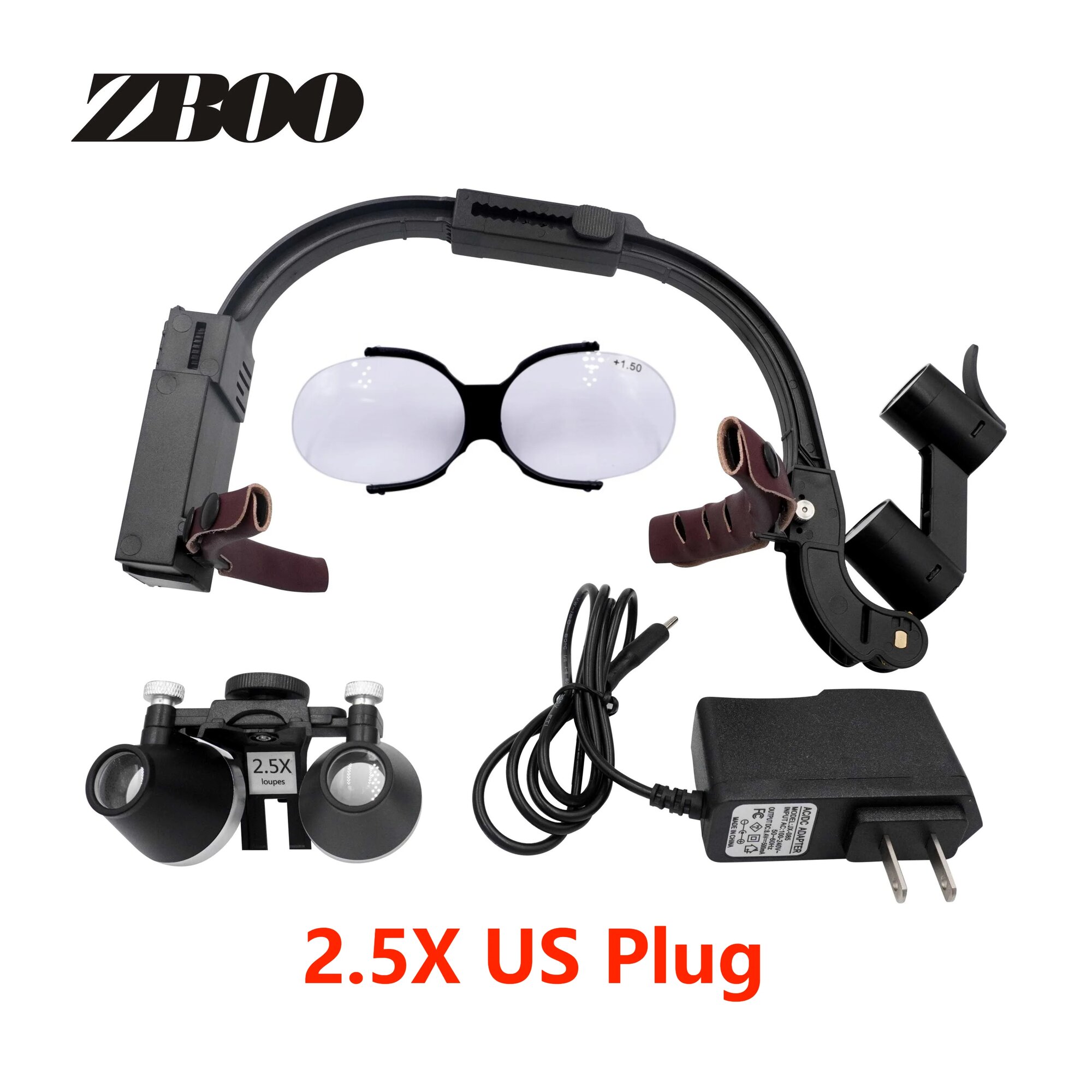 Стоматологические лупы NoEnName_Null 2.5x 3.5x 5Вт, Black 2.5X US Plug