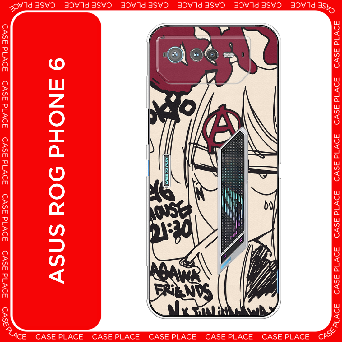 Чехол на Asus ROG Phone 6 / Асус Рог Фон 6 с принтом Anime doodle