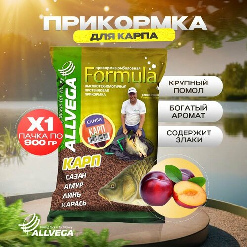 Прикормка ALLVEGA Formula Carp GBF09, 900 г, слива