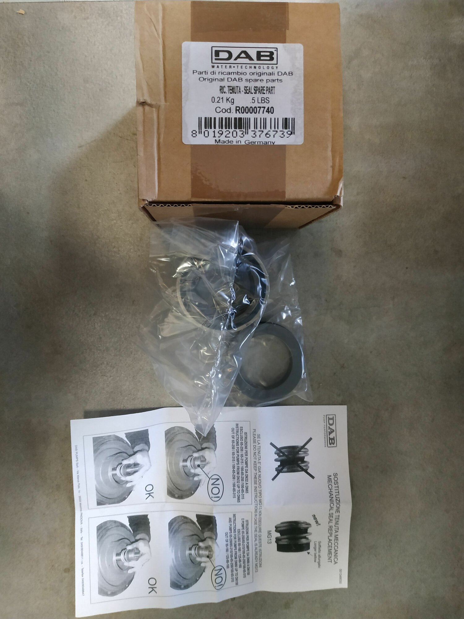 Торцевого уплотнения насосов серии ин-лайн и центробежных нвсосов DAB, GRUNDFOS(SHAFT SEAL D.38)