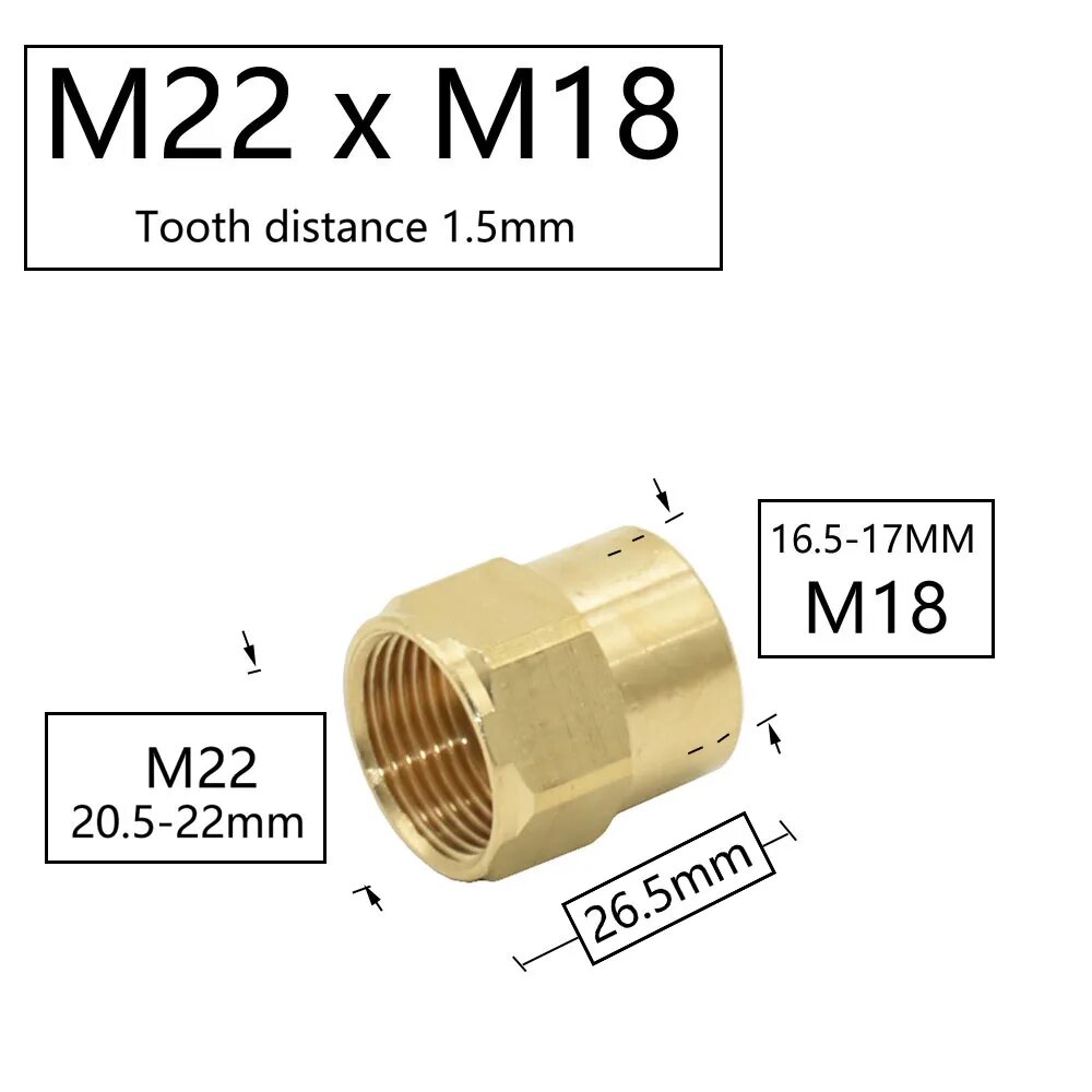 Латунный соединитель M22 x M18 для воды