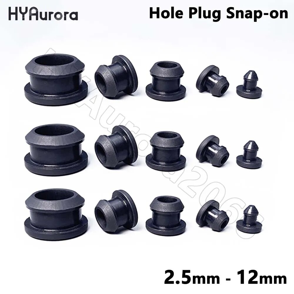 Заглушки для отверстий силиконовые черные 2.5-12 мм, A-8mm(Hollow), 4PCS