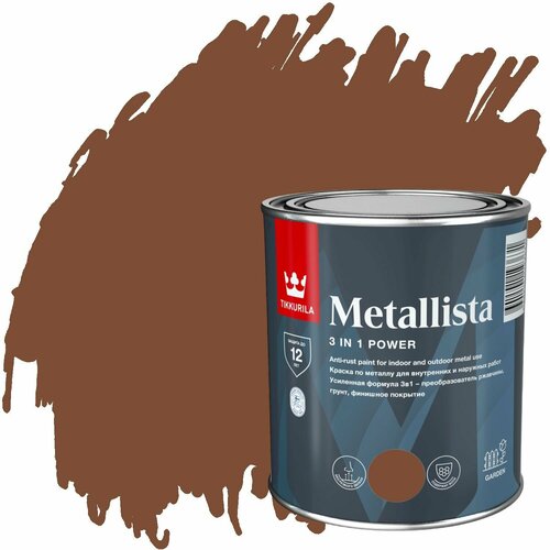 фото Краска по металлу и ржавчине tikkurila metallista глянцевая (0,8л) коричневый