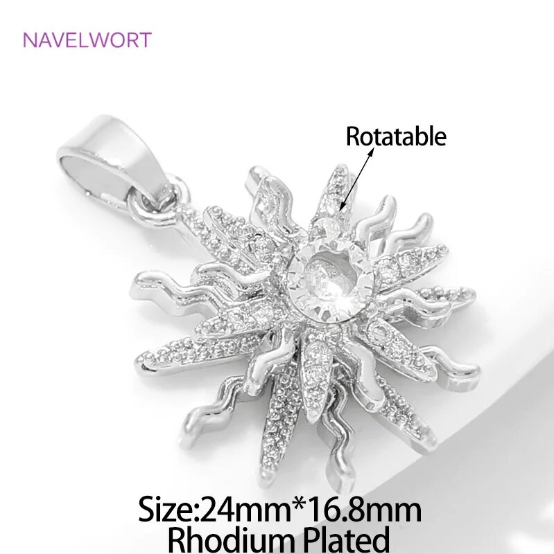 Подвески NAVELWORT Позолоченные латунные подсолнухи/четырёхугольные подвески 1 piece, Rhodium Plated