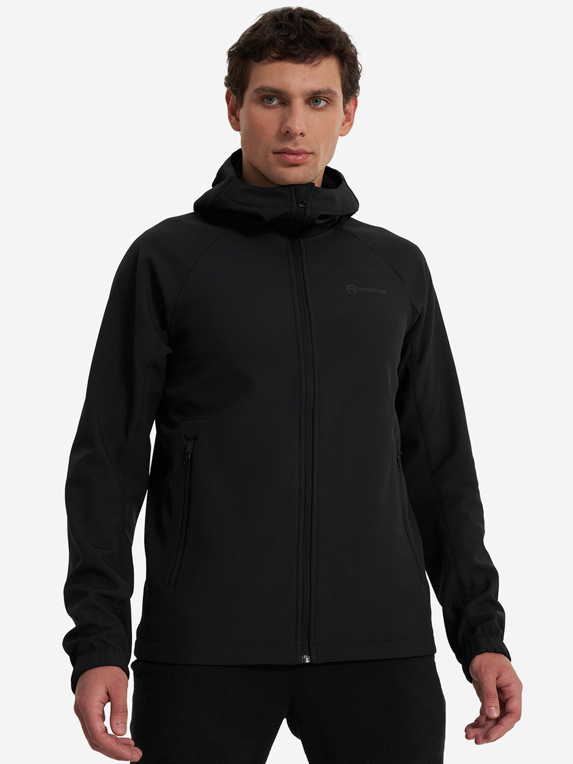 Куртка спортивная OUTVENTURE Hiking Men's Softshell Jacket, размер 48, черный — фото 1