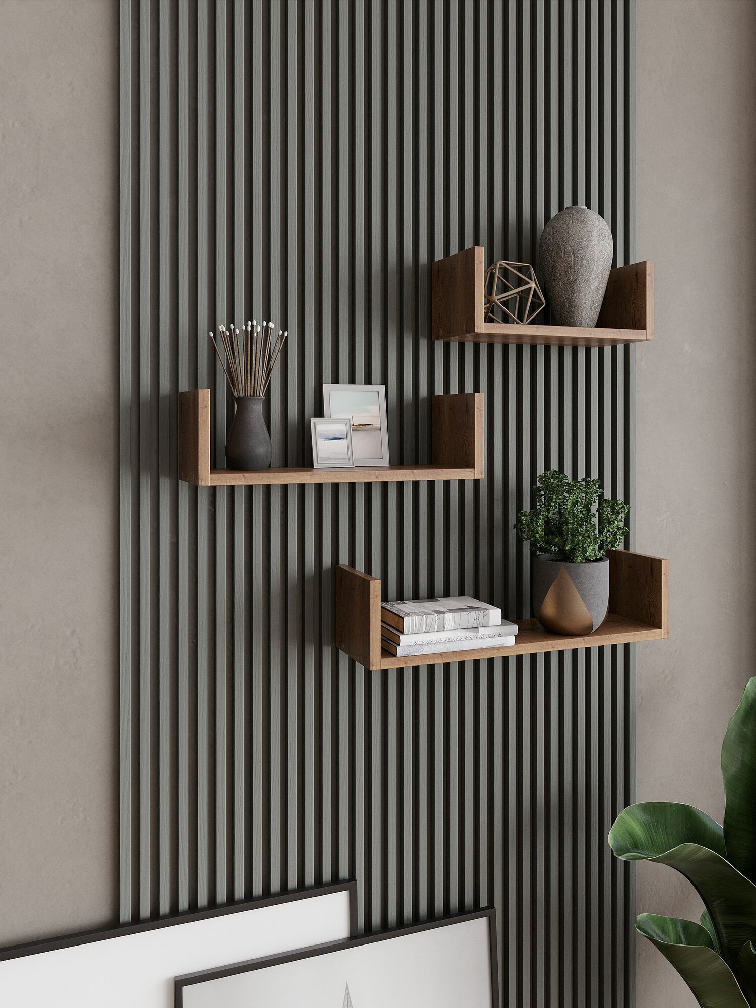 Полочки на стену в комнату дуб крафт золотой — фото 1