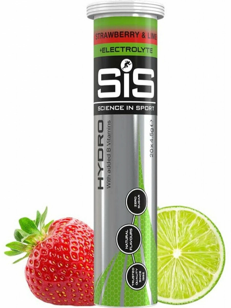 Изотоник SCIENCE IN SPORT (SiS) GO Hydro Tablet 20s 20 таблеток, Клубника - Лайм, Поддержание водно-солевого баланса — фото 1