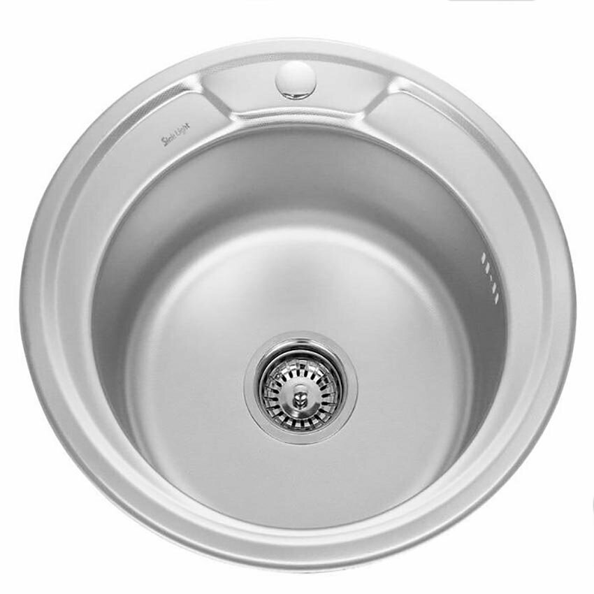 Мойка кухонная врезная из нержавеющей стали круглая 49 см. SKL 490 ECO 0.6/160 1P полированная