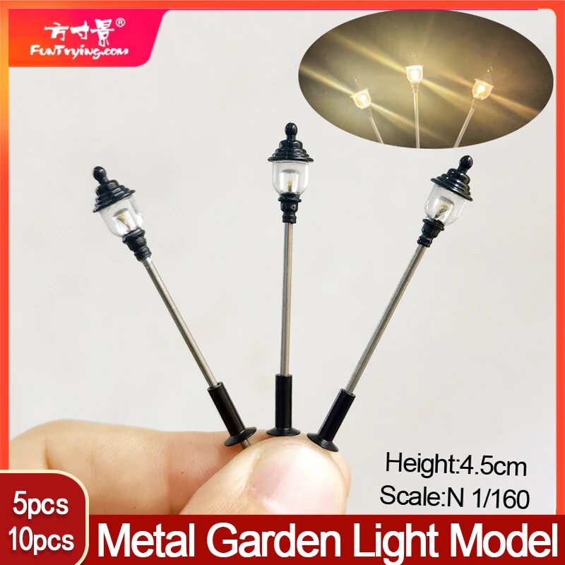 Модель железнодорожного фонаря FunTrying 3В теплый белый LED N масштаб 1:160, 5pcs