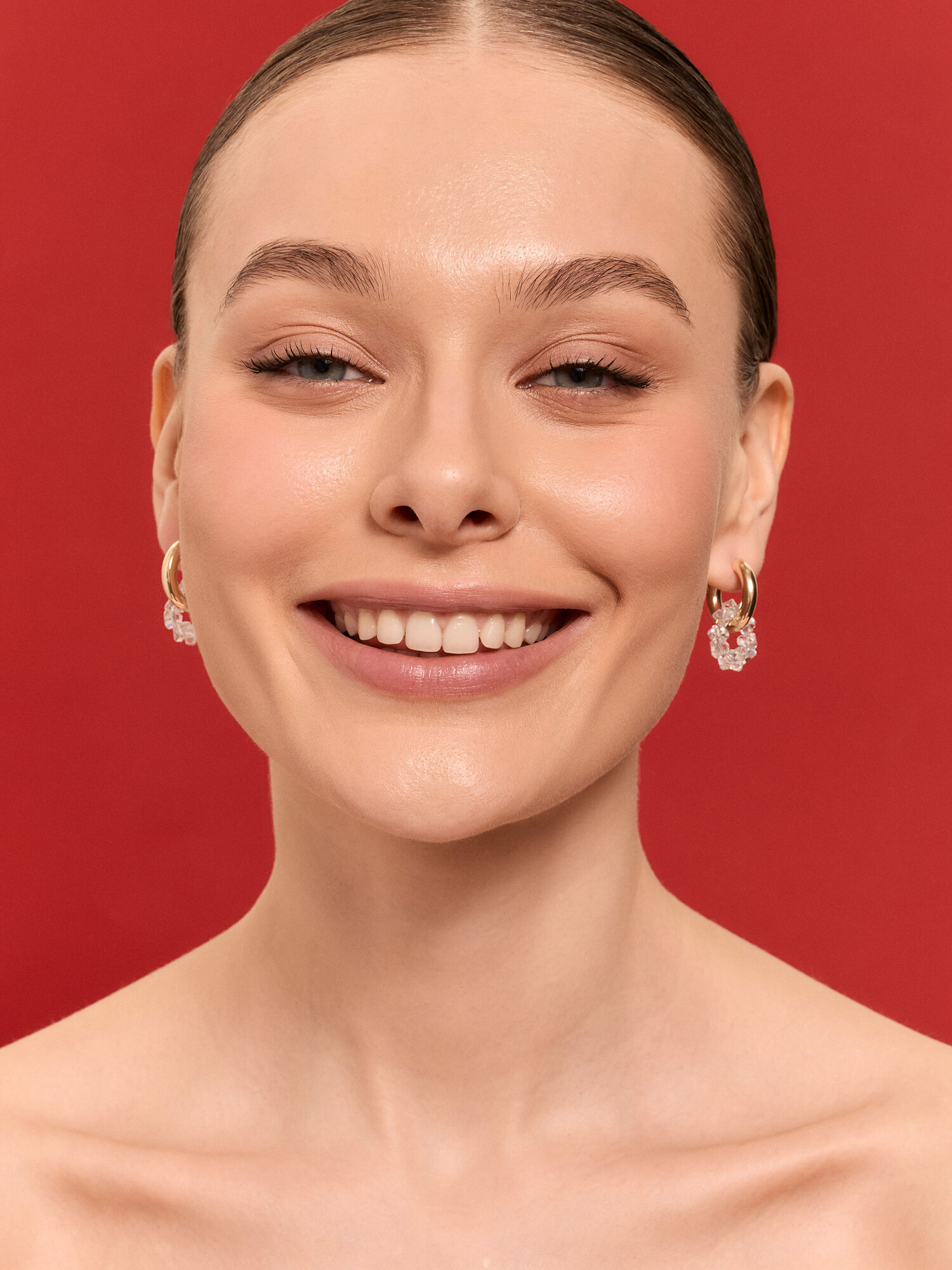 Серьги конго, с подвесками ELTANIKA, кристалл, стекло, желтый, белый — фото 1