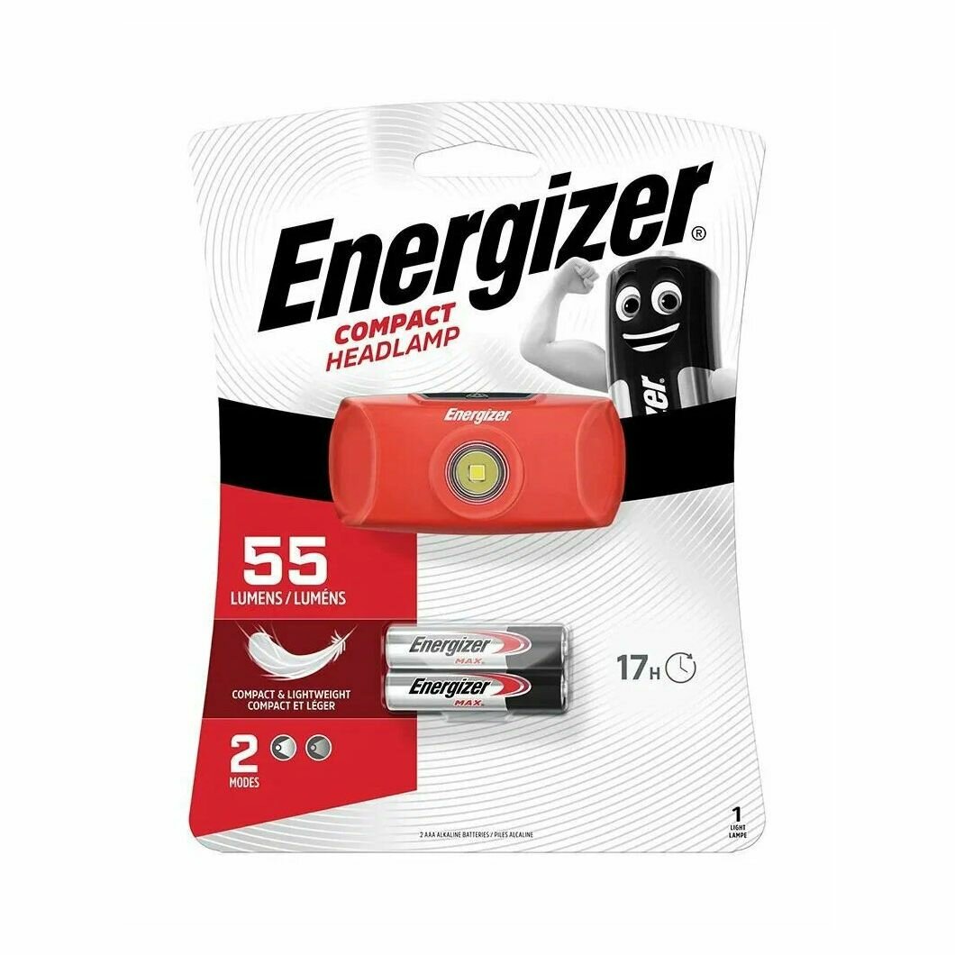 Фонарь ENERGIZER LED Headlight налобный 55лм поворотный блок 2хААА в компл красный
