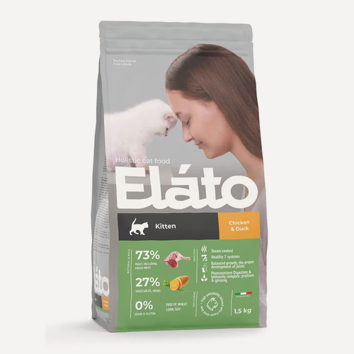 Изображение товара Сухой корм Elato Holistic (Элато) для котят с курицей и уткой, 1,5 кг