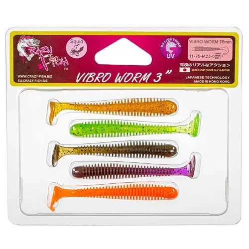 Силиконовая приманка мягкая съедобная Crazy Fish Vibro Worm 3