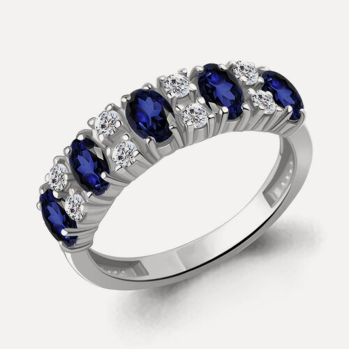 Изображение товара Кольцо дорожка, серебро, 925 проба, серебрение, сапфир синтетический, фианит