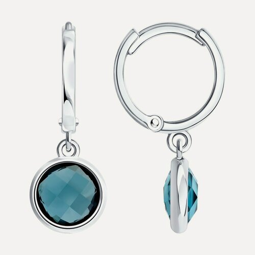 Изображение товара Серьги с подвесками, белое золото, 585 проба, топаз