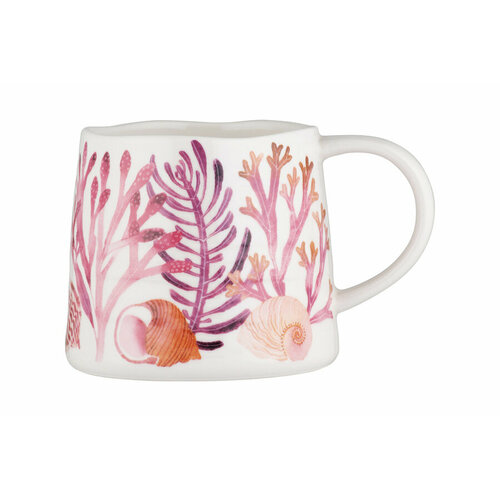 Кружка, 380 мл, фарфор P, бело-розовая, Морская жизнь, Ocean Life