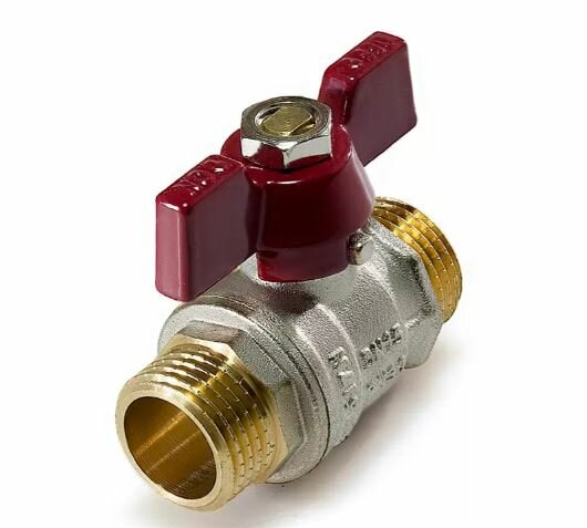 Кран шар 3/4" НН бабочка красная STANDARD никель TIM BV205-3N