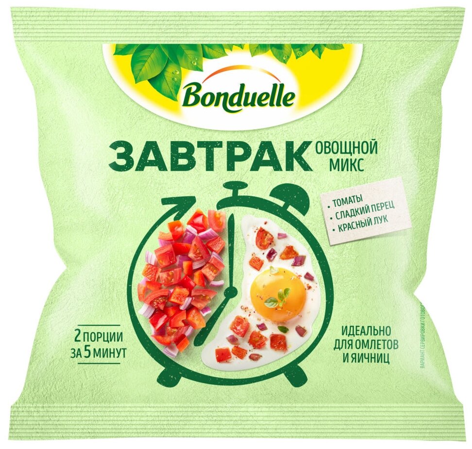 Овощной микс Bonduelle "Завтрак", замороженный, томаты, перец, лук, 200 г