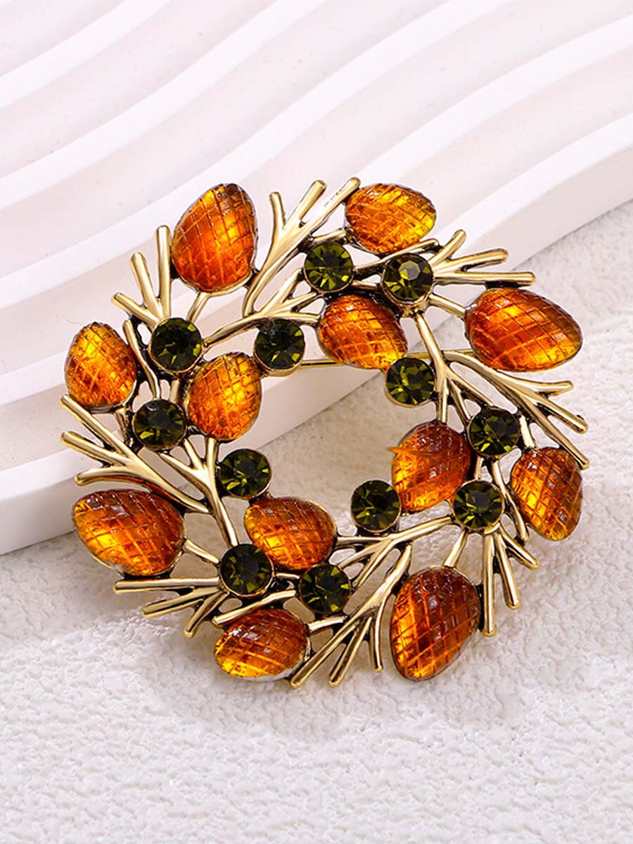 Брошь Мяг&Co, кристалл, 1 шт., оранжевый — фото 1