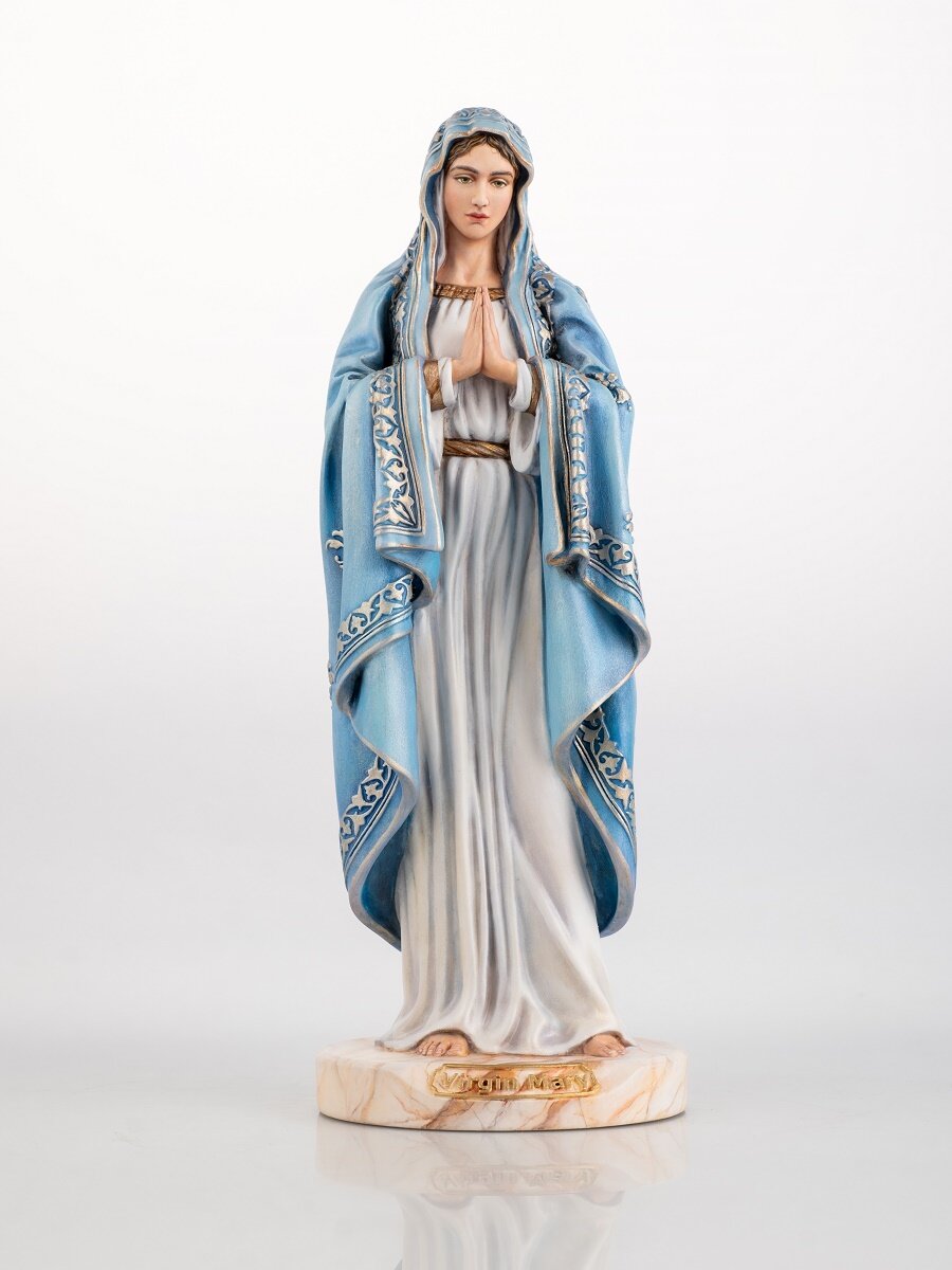 Статуэтка Дева Мария с младенцем, 24см, литьевой мрамор, ручная роспись