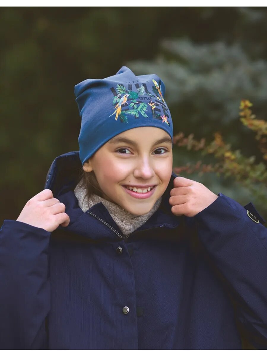 Шапка-бини Андерсен для девочек, размер 54-56, темно-синий — фото 1
