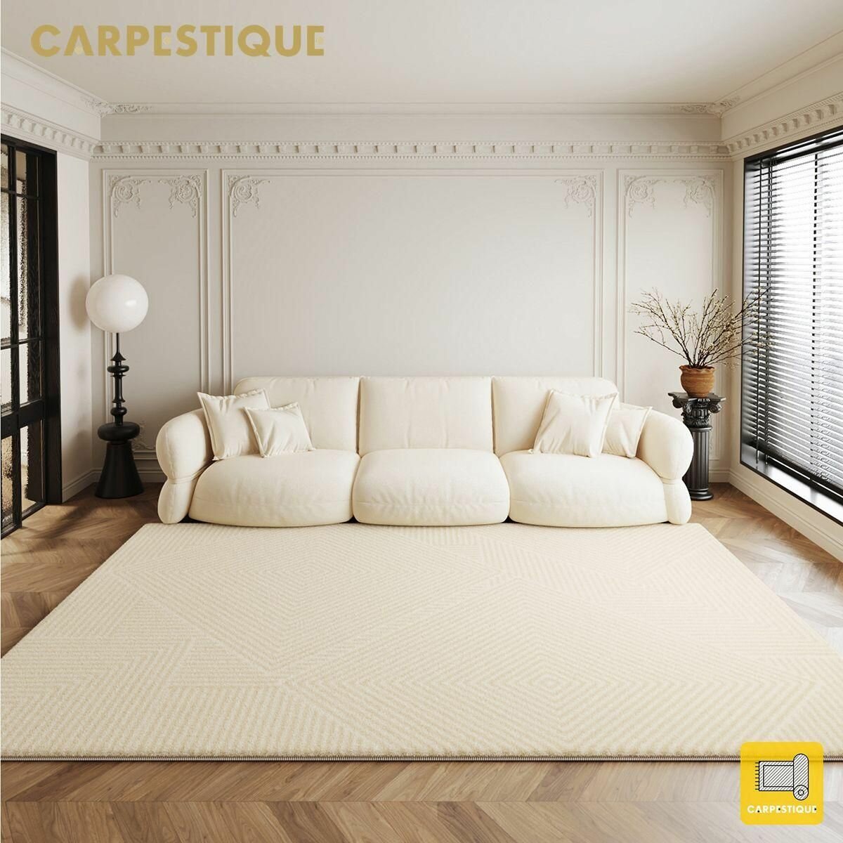 Ковер Carpestique современный большой ковер для гостиной Искусственный кашемир, французский кремовый стиль -jua