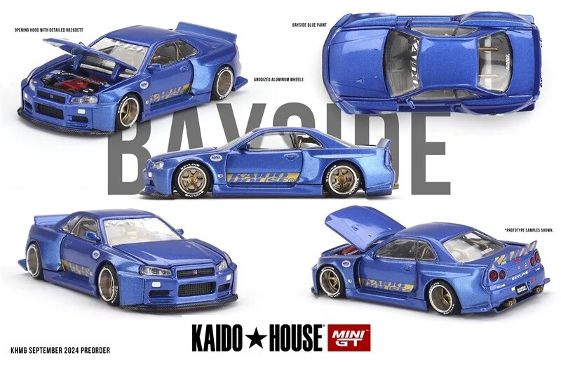 MINIGT 街道ハウス GT-R (R34) Brazil Kaido House x MINI GT 1:64 Skyline GT-R (R34) Kaido Works
