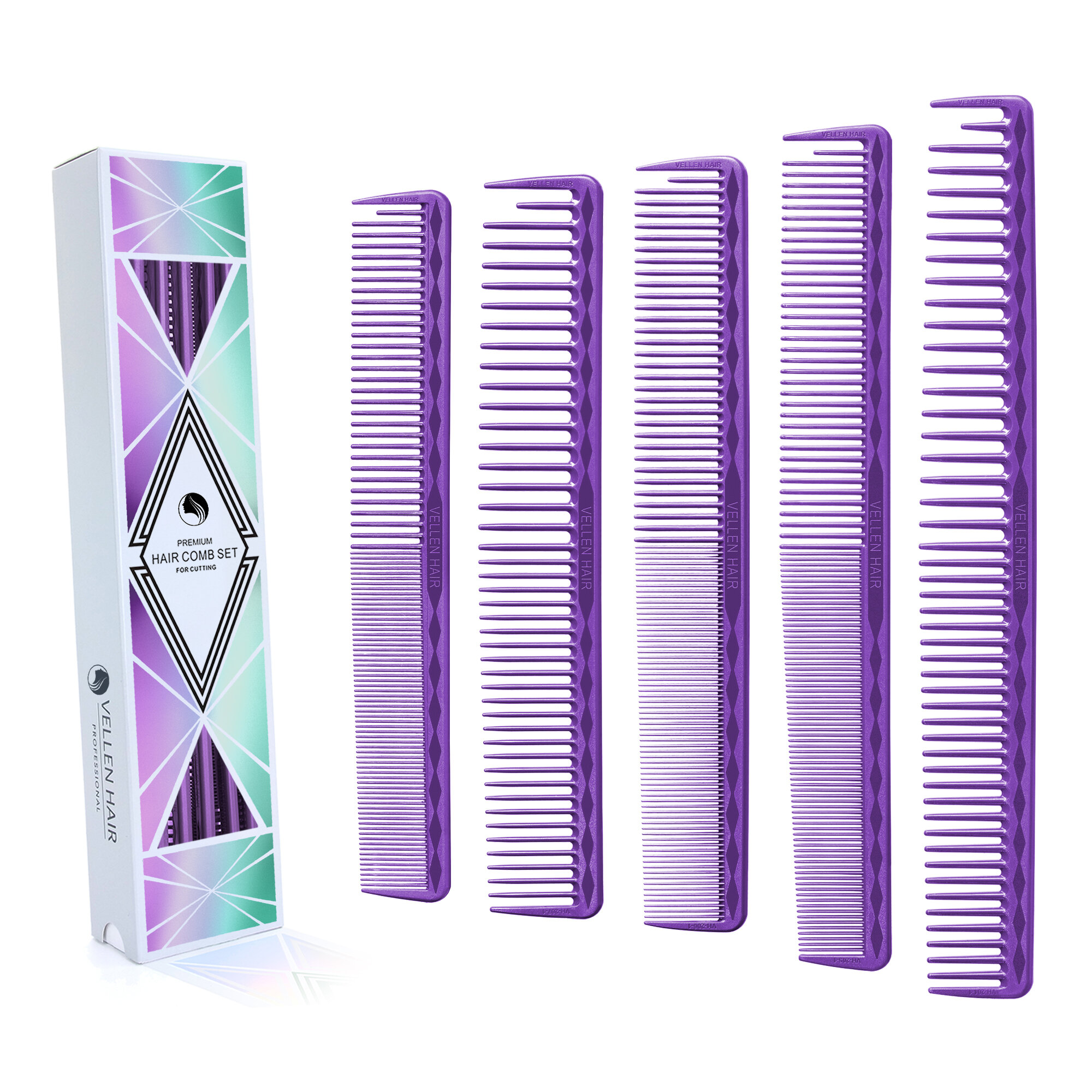 Набор парикмахерских расчесок для стрижки волос - 5 размеров