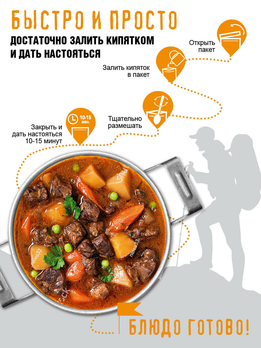 Картинки Гуляш из говядины с картофелем Здоровая еда готовое сублимированное блюдо для похода, 80 г