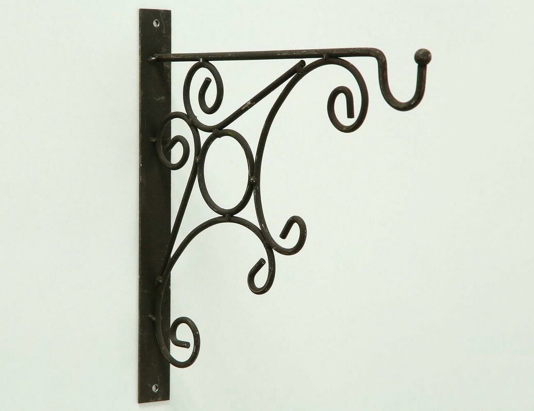 Кованый кронштейн для фонаря или венка, металлический, чёрный, 30 см, Boltze