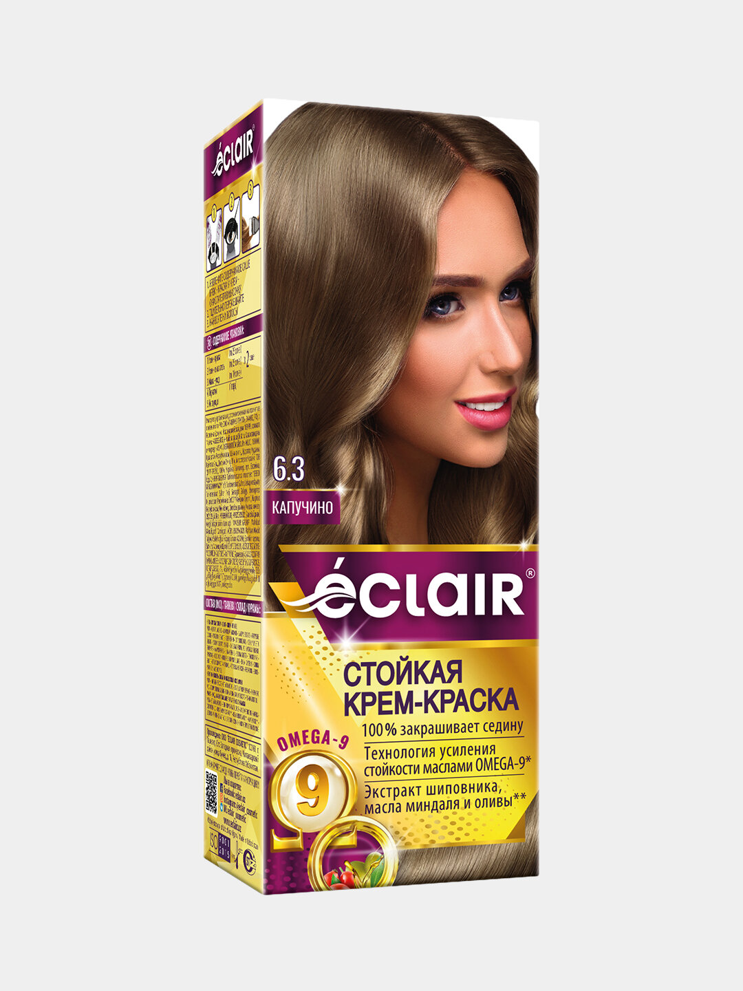 Краска для волос Eclair Omega-9, "капучино", 6.3