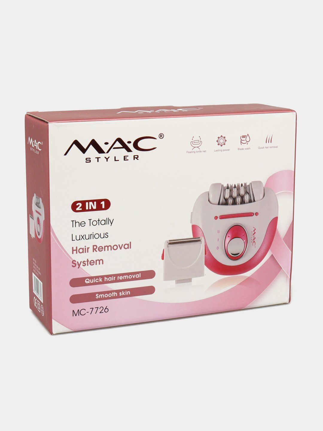 Эпилятор MC7726 "2 в 1", для тела и подмышечных впадин, металл, розовый — фото 1