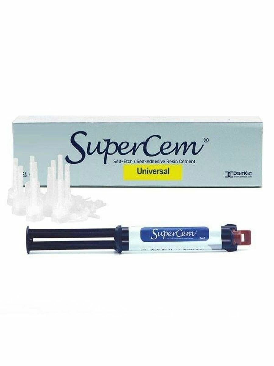 ЧармСуперЦем (SuperCem), универсальный композитный самопротравливающий цемент, 1 шприц х 5мл+10+10, DentKist