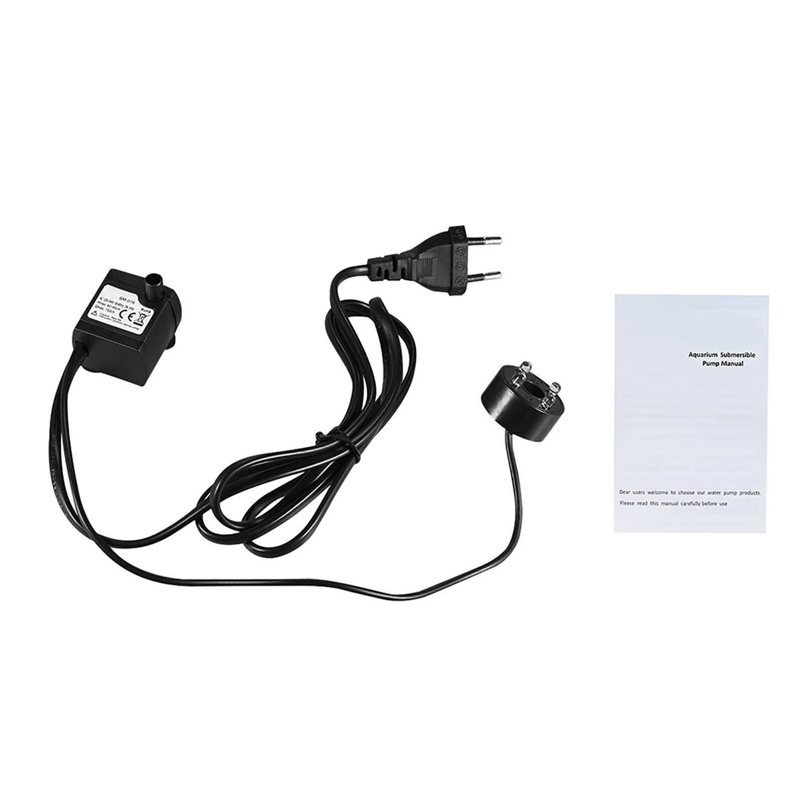 Погружной водяной насос 150 л/ч 2 Вт с 4 светодиодами бесшумный для аквариума пруда аквариума гидропоники шнур питания 49 фута