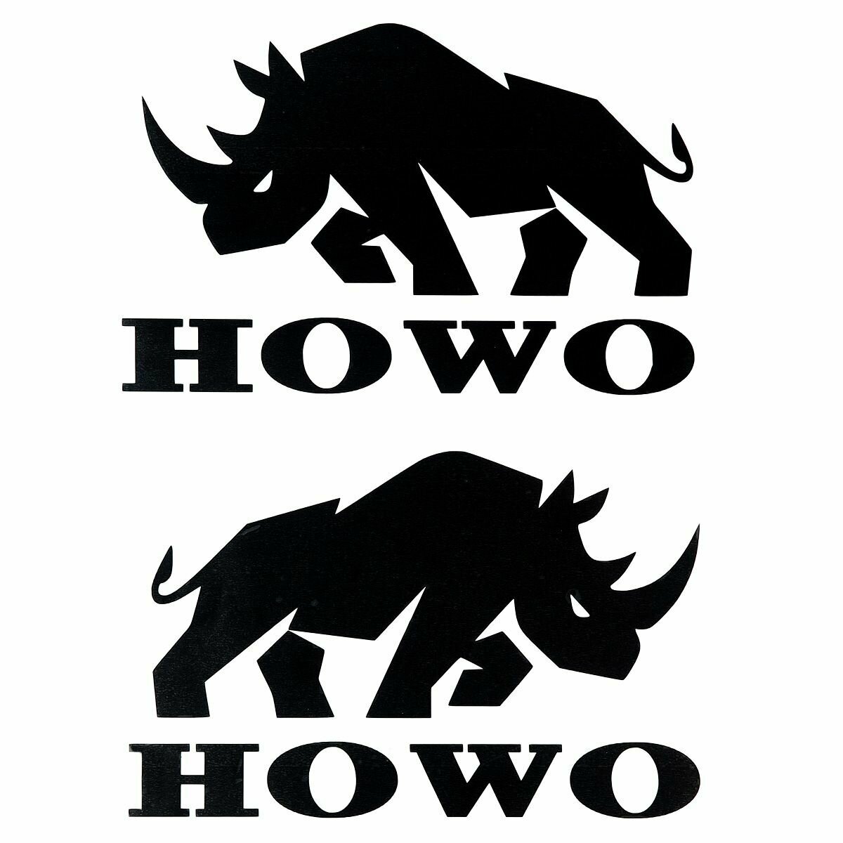 Наклейка автомобильная HOWO "Носорог" 22х14см (вырезная) Черная (2 шт.)