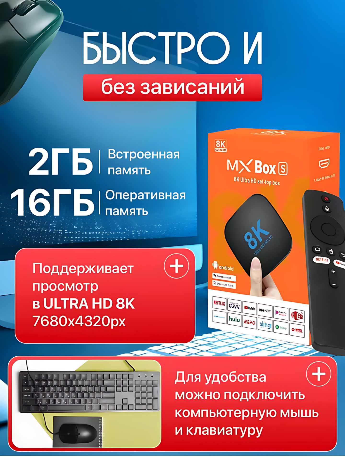 Смарт ТВ приставка 8K Ultra HD Smart TV Box, для телевизора. — фото 1