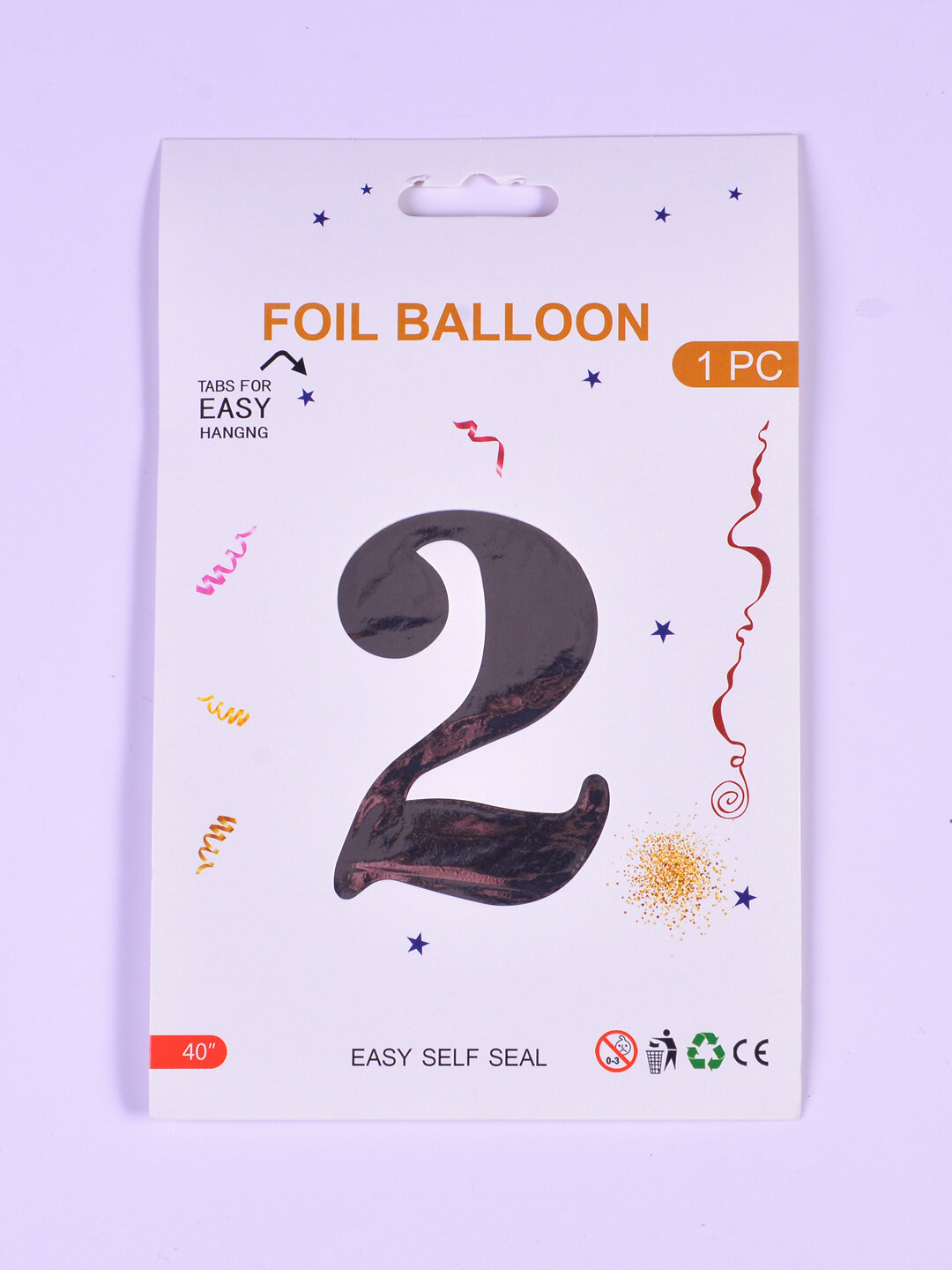 Фольгированный шар, "Цифра 2", серебристый, для праздника, без гелия — фото 1