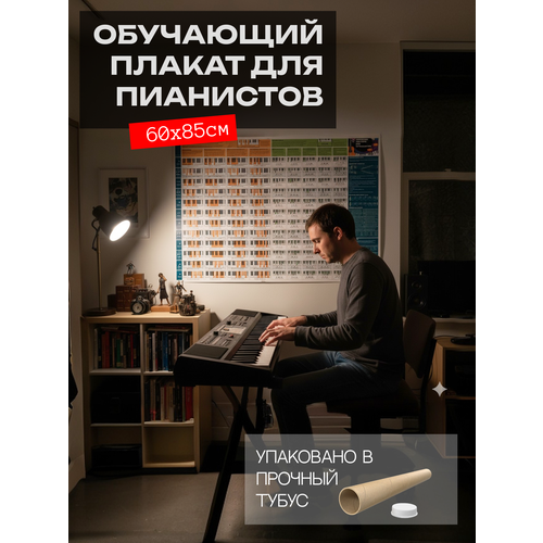 Обучающий плакат для пианистов ноты аккорды лады кварто-квинтовый круг формат А1 1000₽