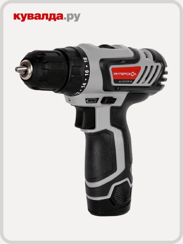 Изображение товара Дрель-шуруповерт аккумуляторная ИНТЕРСКОЛ ДА-10/12ЭР 28 промо, с 2 АКБ 2 Ач и ЗУ